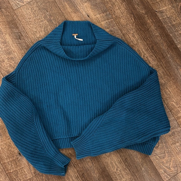 Free People Emma Mock Neck Cable Knit Sweater in Jewel tone - Picture 7 of 15